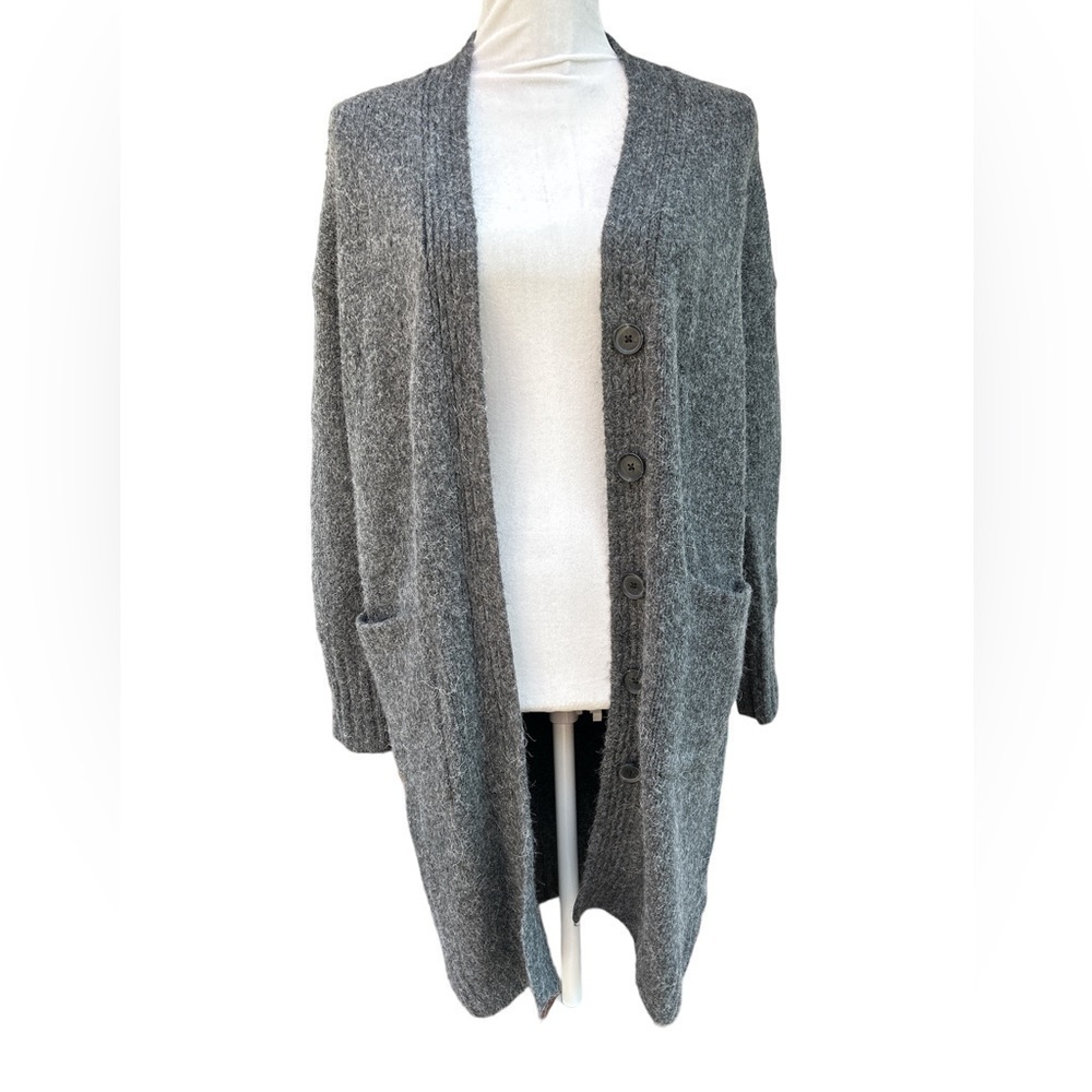 Gap Oversized Charcoal Grey Wool Alpaca‎ Blend Longline Duster Cardigan S Petite